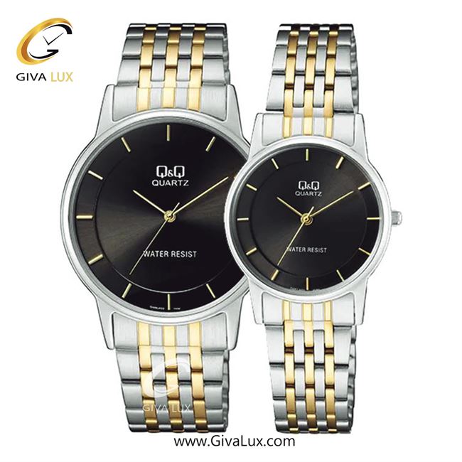 ساعت مچی اورجینال ست کیو اند کیو Q&Q نقره ای | طلایی-نقره ای| مشکی| کد رفرنس مردانه: C62A-002PY، زنانه: C63A-003PY